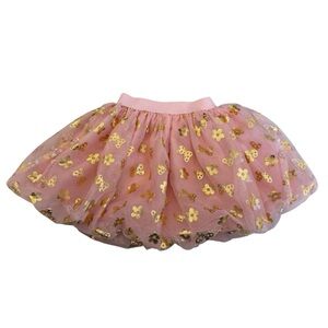 Disney Pink Tulle Skirt with Gold Floral Accents, Size 5